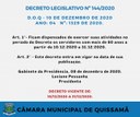 Novo Decreto Legislativo estabelece medidas excepcionais para o funcionamento da Câmara Municipal de Quissamã, em decorrência da propagação do Coronavírus